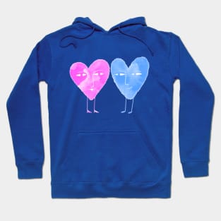 Cute blue and pink hearts in love Hoodie